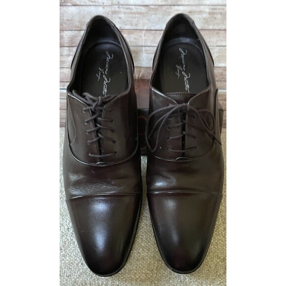Massimo Matteo Italian Cap Toe Oxford Lace Up Dress Shoes, Brown, Men's Size 12 - Picture 1 of 7